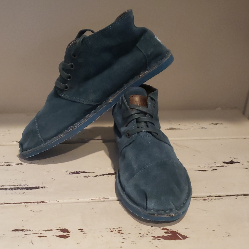 Toms dark teal suede moccasin bootie